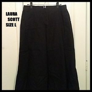 NEW Laura Scott Black Linen Cotton L Skirt.
